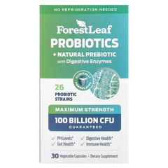 2 X Forest Leaf, Probiotics + Natural Prebiotic with Digestive Enzymes, Maximum