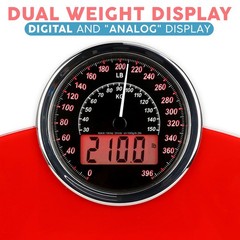 Adamson 2-in-1 Hybrid Digital Analog Bathroom Scale 400 lb Tempered Glass