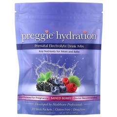 2 X Preggie, Hydration, Prenatal Electrolyte Drink Mix, Mixed Berry, 20 Stick P