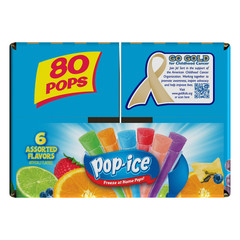 Pop-Ice Assorted Fruit Freezer Ice Pops, Gluten-Free Frozen Snack, 1.5 oz, 80 Ct