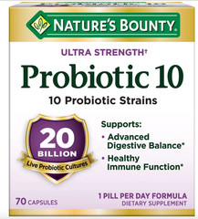 Nature’s Bounty Ultra Strength Probiotic 10, 70 Caps (20 Billion CFU) Exp. 11/27