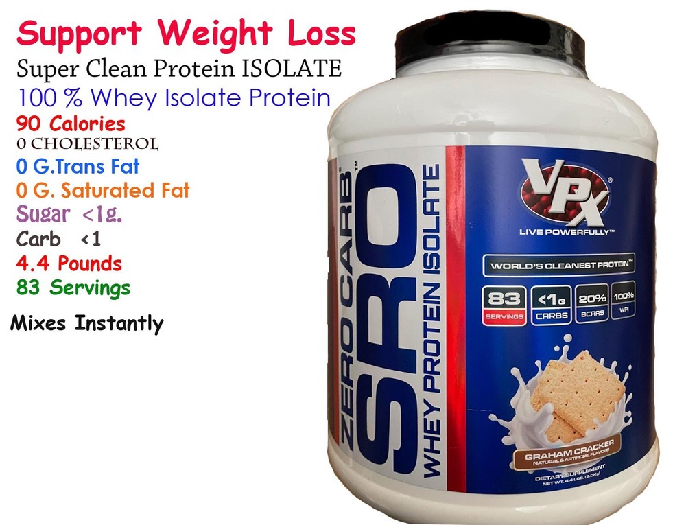 ZERO CARB SRO Whey Protein Isolate 4.4 Lbs Graham Cracker 83 Serving,90 Calories