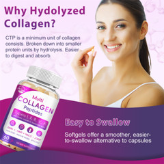 Multi Collagen Peptides Tablets-Type I,II,III,V,X Anti-Aging Collagen Capsules
