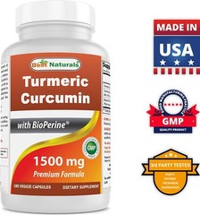 Best Naturals Turmeric Curcumin 1500mg 180 Vegetarian Capsules
