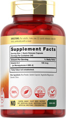 Vitamin K2 100mcg | K2 MK-4 | 240 Capsules | Non-GMO & Gluten Free | by Carlyle