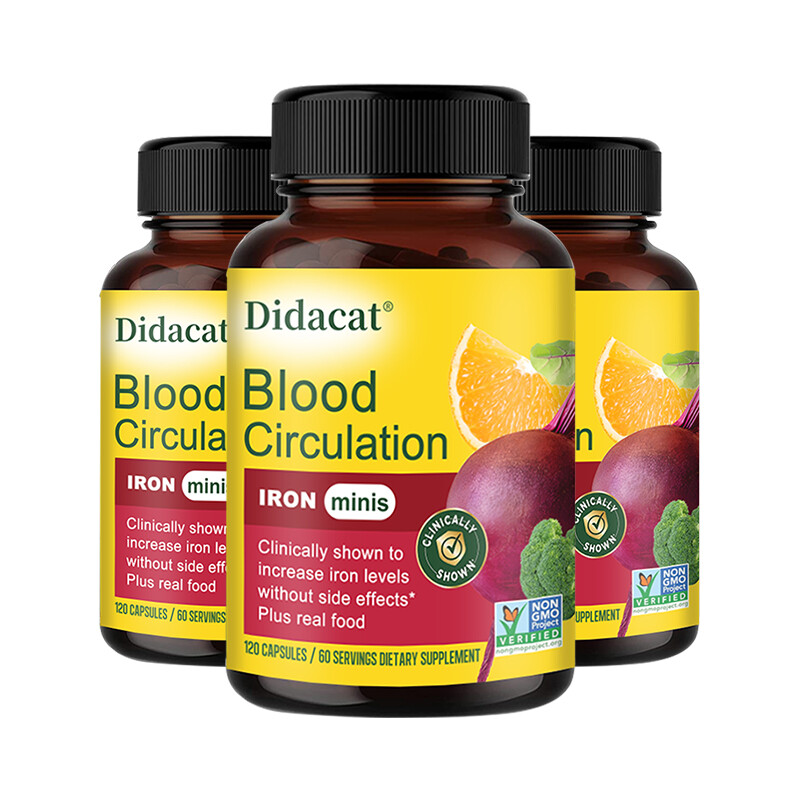 SUPPORT Blood Circulation HEALTH Supplement Capsules With Beetroot, Iron & B12