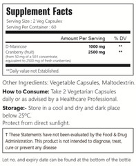 D-Mannose 3500 Mg With Cranberry Extract – Urinary Tract, Bladder Health