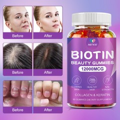3 Pack Vitamatic Biotin Gummies 12000 mcg for Stronger Hair Skin Nails 60 Vegan