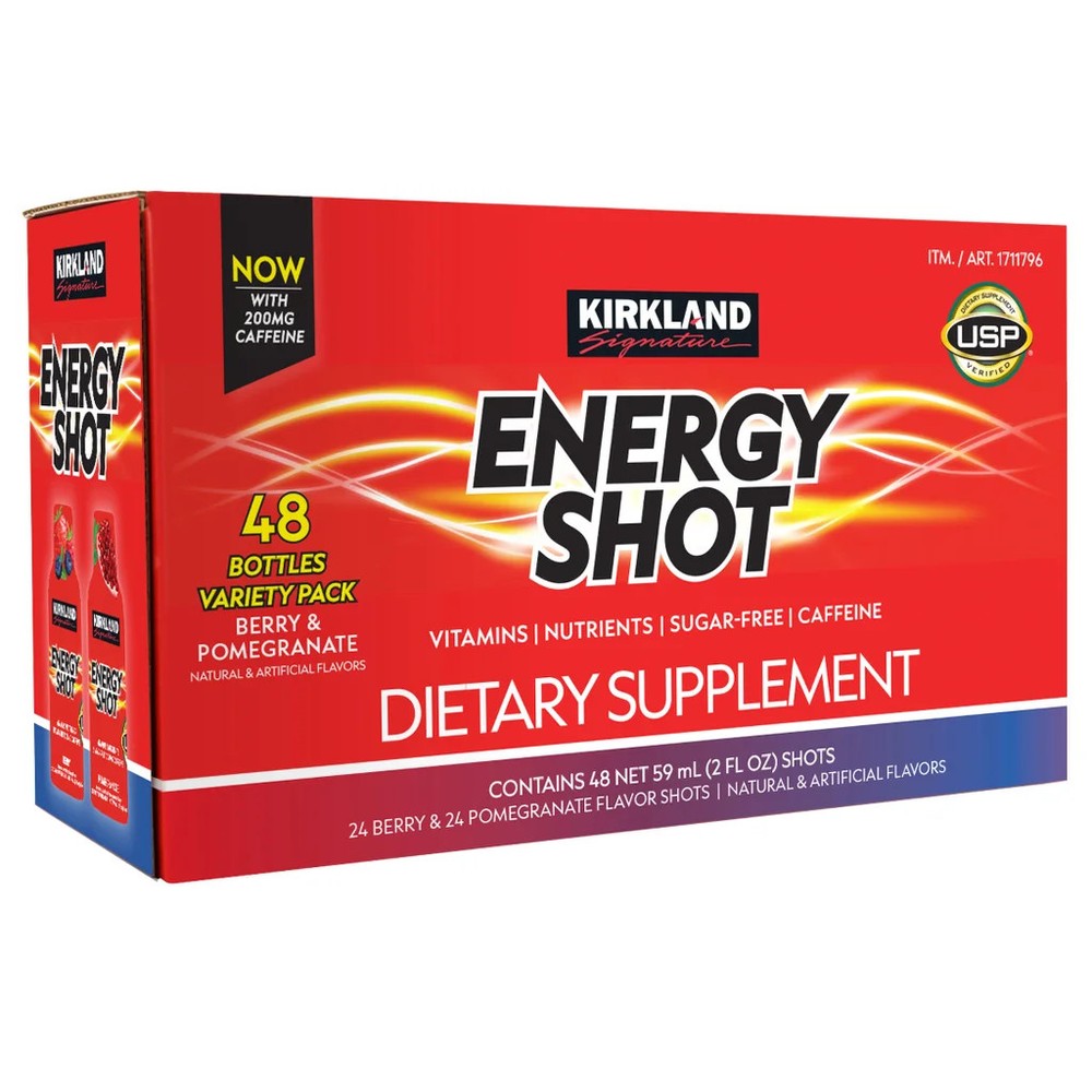 Energy Shot 48 Pack x 2 oz 200mg Caffeine B12 Sugar Free Compare 5 Hour Energy