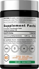 B12 Sublingual Methylcobalamin | 5000mcg | 120 Dissolvable Tablets | by Horbaach