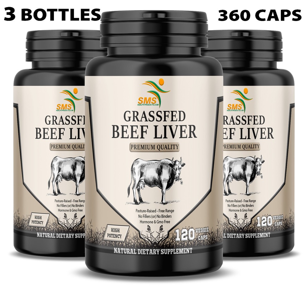 Desiccated Beef Liver Capsules, 100% Grass Fed Undefatted (3 Pack) 360 Capsules