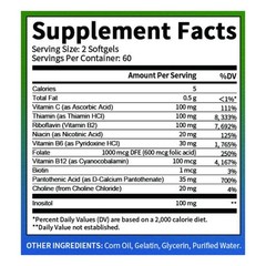 3Pack Vitamin B-Complex with Inositol & Folic Acid Vitamin B6, B12 Vitamin C