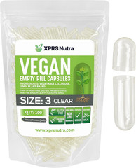 Size 3 Empty Capsules – 100 Count Clear Empty Vegan Capsules – Vegetarian Pills