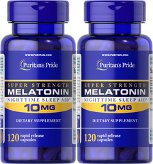 Puritan’s Pride Melatonin 10mg, 120 Capsules, 2 Pack, Sleep Aid Supplement