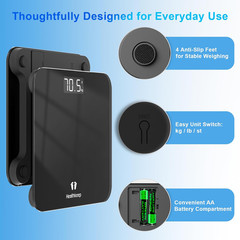 Digital Bathroom Scale for Body Weight: High-Precision 4-Sensor Accuracy, LED Di