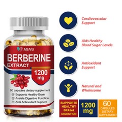 60PCS Blood Sugar Support Supplement 1200mg Berberine Cinnamon Extract Strength