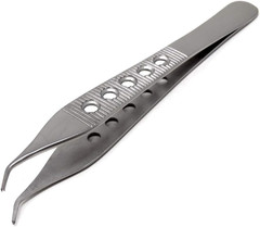 Premium Quality Adson Tissue 1X2Teeth Forceps 4.75″, Curved, Fenestrated Grip, S