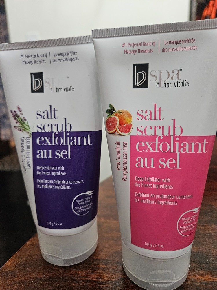 2 pack Bon Vital BV Spa Salt Scrub 6.5 oz grapefruit and lavender, Massage