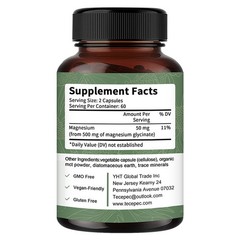 Magnesium Glycinate Supplement Support Bone Nervous System Health 120 Capsule