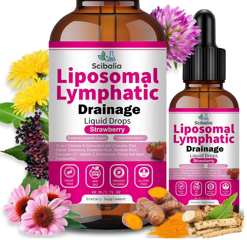 Liposomal Lymphatic Drainage Drops, 11-in-1 Organic Lymphatic Support with Red C