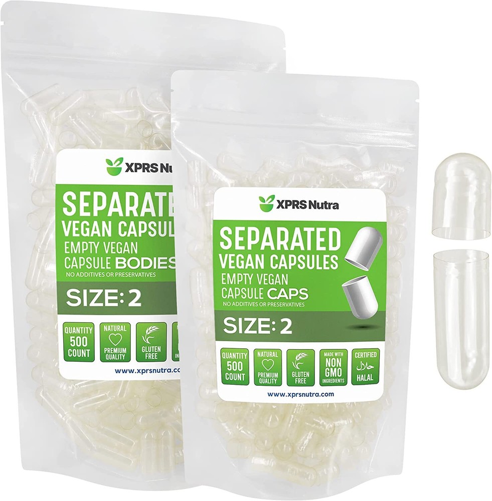 Capsules Express Size 2 Separated Clear Empty Vegan Capsules Veggie Caps Kosher