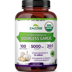USDA Organic 20:1 Odorless Garlic Extract 1% Allicin 100 Vegan Capsules