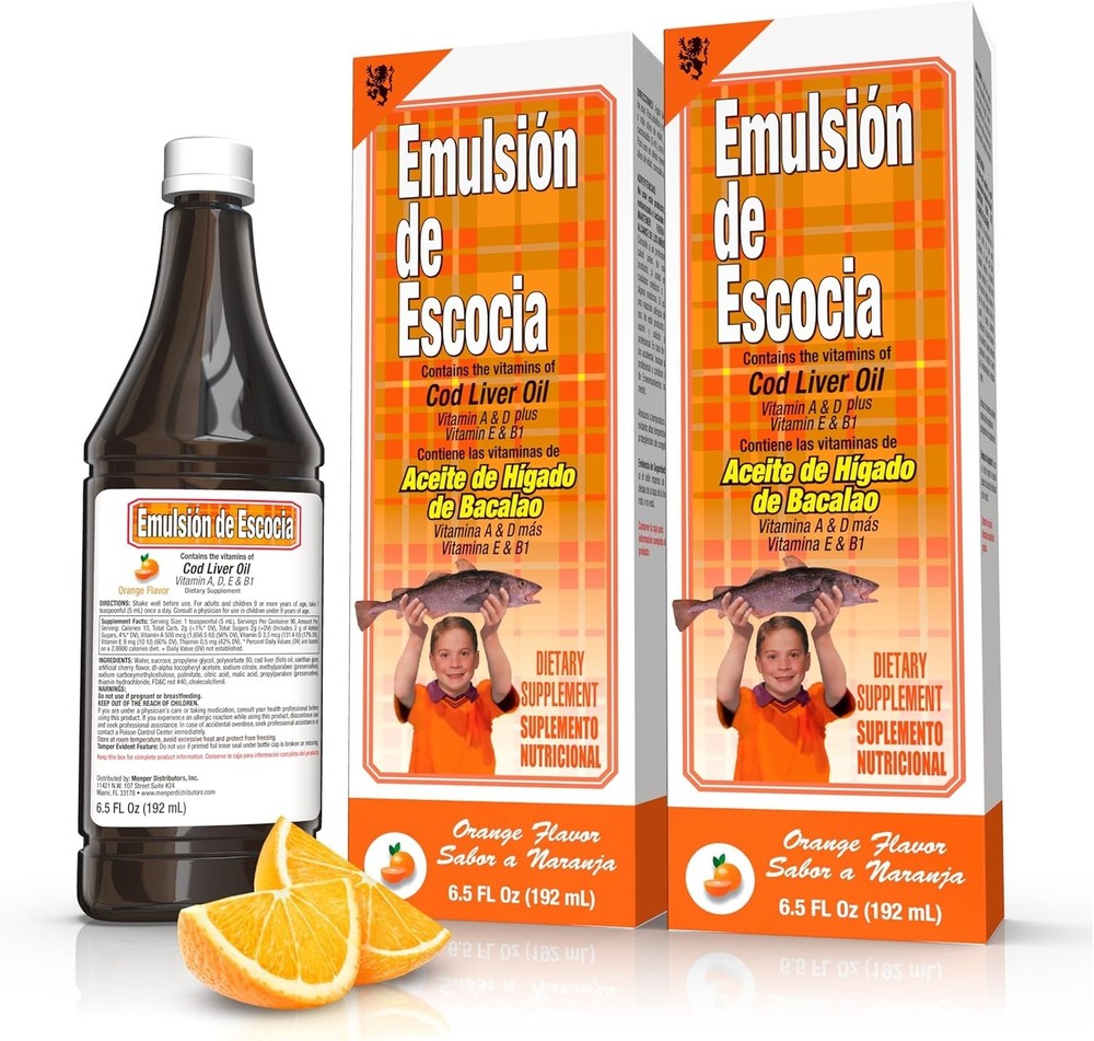 Cod Liver Oil Complex 2 Pack 6.5oz Vitamins A D E B1 Orange
