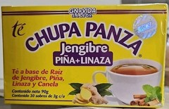 GN+VIDA Chupa Panza Ginger Pineapple Flaxseed Cinnamon Herbal Tea Yellow Box 30