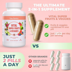 Vital Super Fruits & Veggies – Daily Superfood Capsules for Adults – Fruit and V