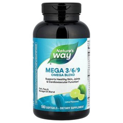2 X Nature’s Way, Mega 3/6/9, Omega Blend, Lime , 180 Softgels