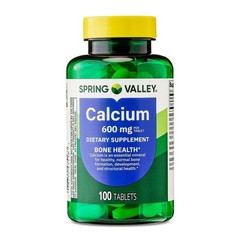 Spring Valley Calcium 600 mg 100 Tablets Bone & Joint No Artificial Flavors