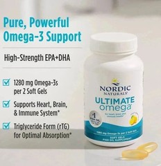 Nordic Naturals Ultimate Omega Lemon Flavour 1280 mg 180 Soft Gels EXP 03/2028