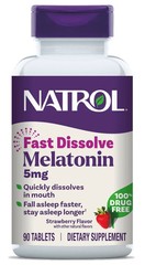 Natrol Melatonin 5mg Fast Dissolve- 250ct Strawberry Tabs, 12-36 BOTTLES