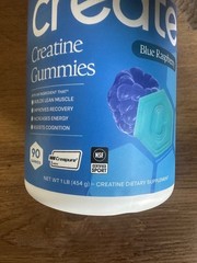 Create Creatine Gummies Blue Raspberry 90 Gummies Creapure NSF Certified Sport