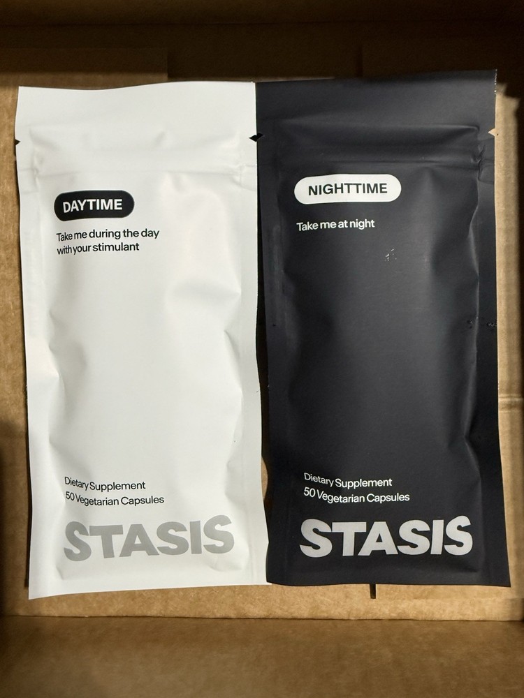 Real Stasis Daytime & Nighttime Supplement Bundle 50 Caps Each; no Bottles…