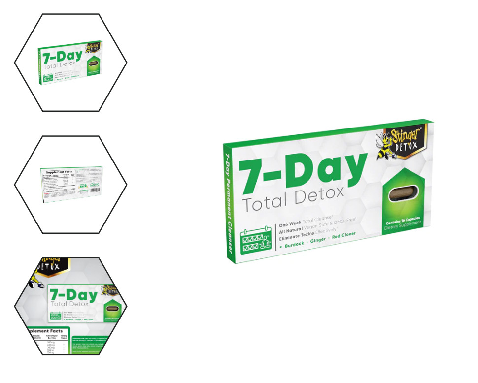 Stinger 7 Day Total BODY Detox Permanent Cleanser 16 Capsule New Packaging