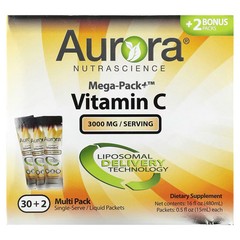 2 X Aurora Nutrascience, Mega-Pack+ Vitamin C, 3,000 mg, 32 Packs, 0.5 fl oz (15