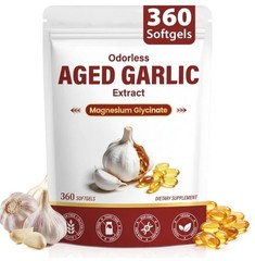 Odorless Aged Garlic Extract Capsules, 2-Year Aged Garlic with Magnesium