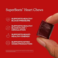 SuperBeets Heart Chews – Pomegranate Berry Flavor, 60 Count of Energy Support