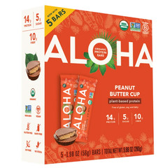(3 Pack) Aloha Plant-Based Protein Bars, Peanut Butter Cup, 5 Pack