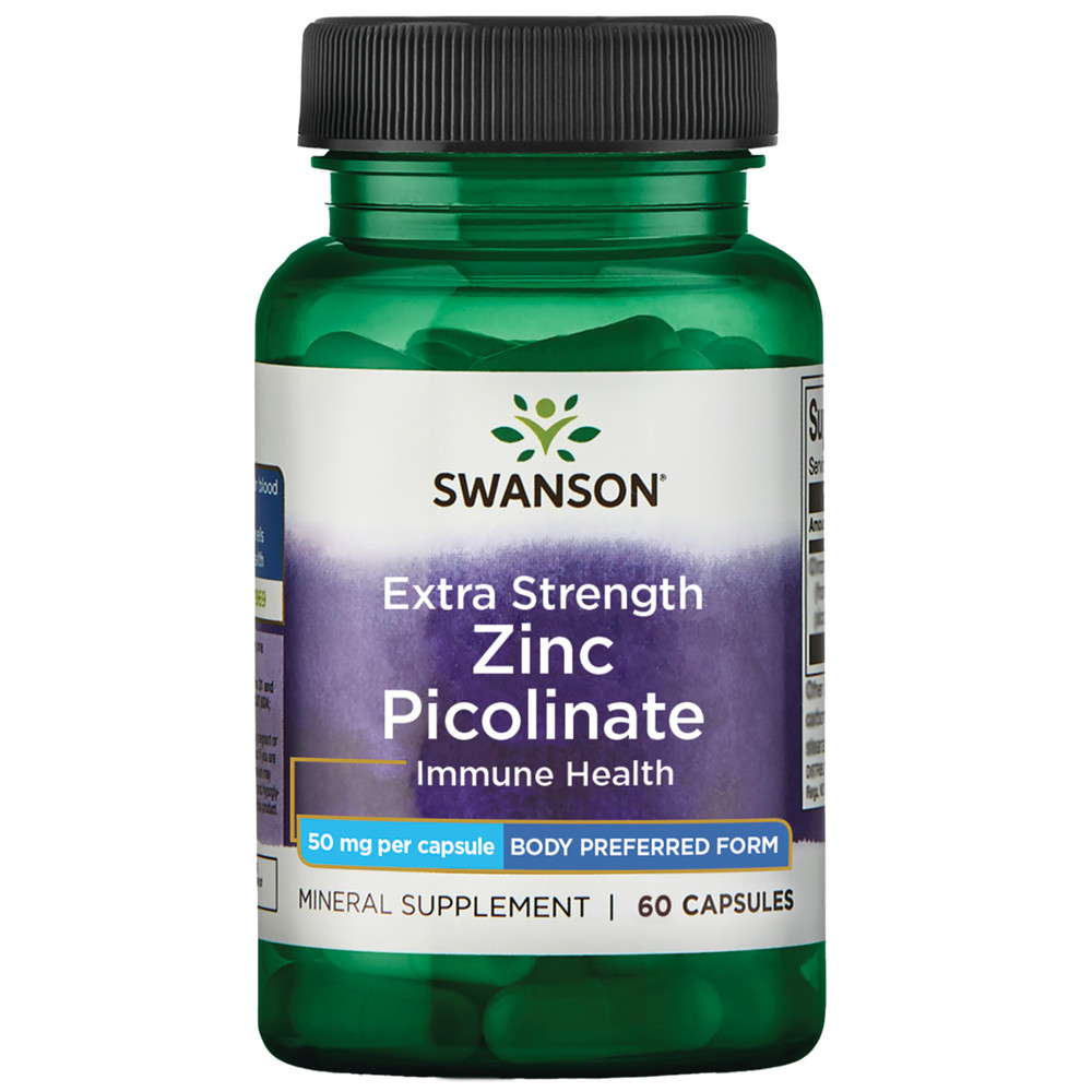 Swanson Extra Strength Zinc Picolinate – Body Preferred Form 50 mg 60 Caps