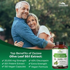 Extra Strength Olive Leaf 50:1 Extract, 20,000 mg Strength, 40% Oleuropein