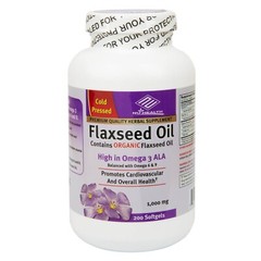 Organic Cold Pressed Flax Seed Oil Omega 3 1000mg 100 Softgels Nu-Health