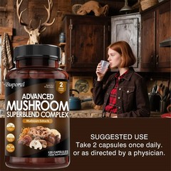 Mushroom Super Blend Complex 240pcs,Replenishes Energy & Stamina,Work Efficiency