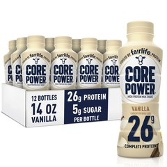 Core Power Protein Shake, Vanilla, 26g Bottle, 14oz, 12 14 Fl Oz (Pack of 12)