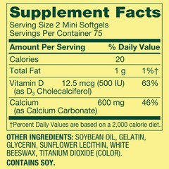 Spring Valley Calcium Plus Vitamin D3 Dietary Supplement 150 Mini Softgels