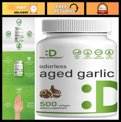 Odorless Aged Garlic Softgels 500ct with MCT Oil – Non-GMO, 2-Year Extract