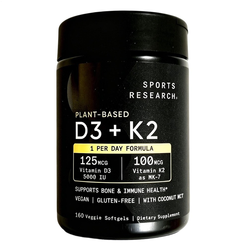 Premium Sports Research D3 (5,000 IU) + K2 (100 Mcg) 160 Gels (1-2 PACK)