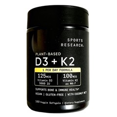 Premium Sports Research D3 (5,000 IU) + K2 (100 Mcg) 160 Gels (1-2 PACK)