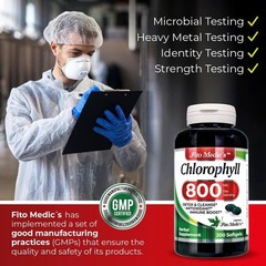 FITO MEDIC’S Chlorophyll 800mg 200 Softgels Detox Cleanse Supplement